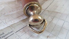 Large Antique Wood and Brass High Level Toilet Cistern Pull - Flared Bottom