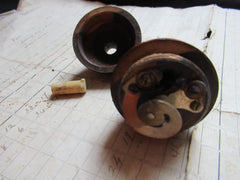 Antique Turned Wooden Electric Servants Bell or Light Push - Oval detail