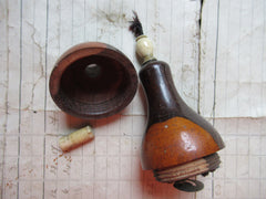 Antique Turned Wooden Electric Servants Bell or Light Push - Oval detail