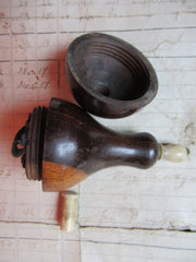 Antique Turned Wooden Electric Servants Bell or Light Push