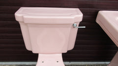 Vintage 1959 Art Deco Standard Toilet, Cistern, Sink & Pedestal - Baby Pink
