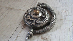 Highly Ornate Antique Brass Electric Doorbell Push - Mythical Creature Griffin / Dragon