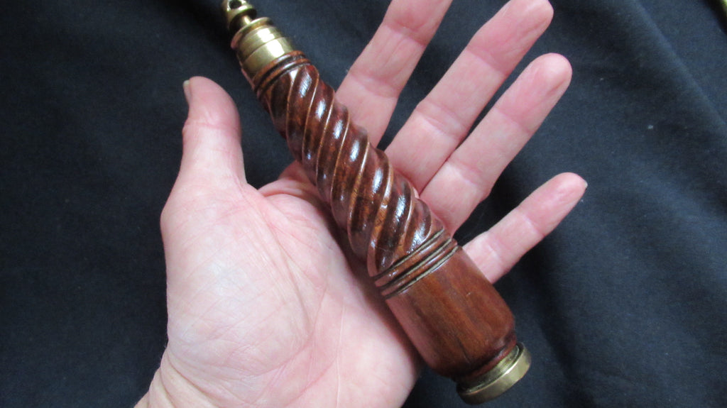 Antique Wood and Brass High Level Toilet Cistern Pull - Barley Twist