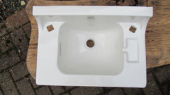 Art Deco Doulton Porcelain Wall Hung Bathroom Sink + Taps, Waste & Chain