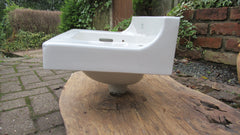 Art Deco Doulton Porcelain Wall Hung Bathroom Sink + Taps, Waste & Chain