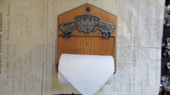 Cast Iron and Wood Antique Toilet Roll / Paper Holder - GORDON