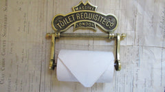 Solid Brass and Wood Antique Toilet Roll / Paper Holder 'Requisite'