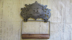 Fancy Cast Iron and Wood Antique Toilet Roll / Paper Holder - Albany