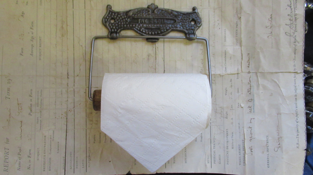 Cast Iron and Wood Antique Toilet Roll / Paper Holder - The Cecil 1908