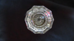 6 x Antique Clear Cut Glass & Nickel Drawer Knobs