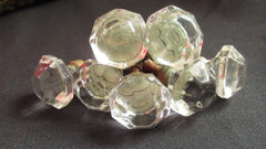 7 x Antique Clear Cut Glass & Nickel Drawer Knobs