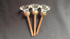 3 x Antique Clear Concave Cut Glass & Nickel Drawer Knobs