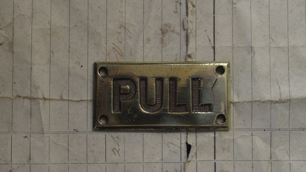 Antique Brass PULL Sign - High Level Toilet Cistern, Light, Bell
