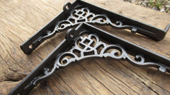 7 3/4" Ornate Antique High Level Cast Iron Toilet Cistern or Shelf Brackets