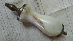 Vintage Cream/Brown Mix Marble and Brass High Level Toilet Cistern / Light Pull