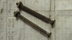 Pair Small Antique Brass Toilet Seat Fixing Nuts and Bolts