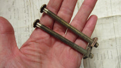 Pair Small Antique Brass Toilet Seat Fixing Nuts and Bolts