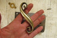 11" x 4 1/4" Cast Iron Door Rim Lock, Keep & Brass Door Knobs - French