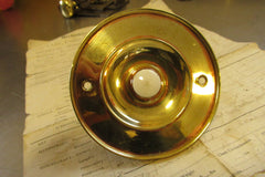 Antique Brass & China Electric Door Bell Push - 4"