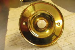 Antique Brass & China Electric Door Bell Push - 4"