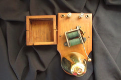 Restored Antique Wood & Chromed Brass Electric Conical Doorbell - 12 Volts