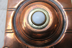 Antique Arts & Crafts Square Copper Electric Door Bell Push - 4"