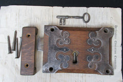 8" Gothic Wood Cast iron Church or Castle Rim Lock with Key and Keep