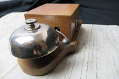 Art Deco Wood & Brass Electric Doorbell - 9-12 volts