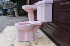 Vintage 1957 Art Deco Standard Toilet, Cistern, Sink & Pedestal - Baby Pink