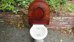 Antique Mahogany High Level Throne Toilet Seat with Lid - Round