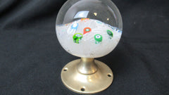Large Vintage Strathearn Millefiori Glass Paperweight Door Handle - White Ribbons