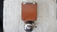 Art Deco Wood & Brass Electric Doorbell - 24 volts