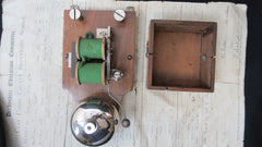 Art Deco Wood & Brass Electric Doorbell - 24 volts
