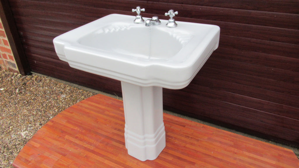 Vintage 1956 Art Deco Standard Sink & Pedestal - Grey/Lilac