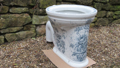 "JAEN" Blue & White Floral Patterned Victorian High Level Throne Toilet 1892