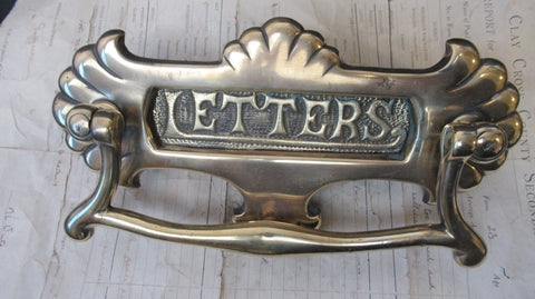 Large Art Nouveau Brass Door Letter Box & Knocker