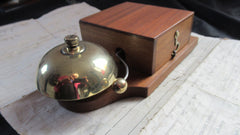Antique Wood & Round Brass Electric Doorbell - 3 -6 volts