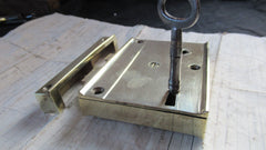 4 3/4" x 3 1/4" Solid Brass Door Rim Lock, Key & Keep