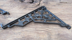 10 1/2" Antique Ornate High Level Cast Iron Toilet Cistern Brackets - Dated 1901