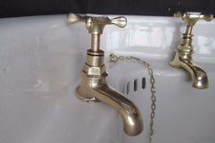 Antique Doulton Corner Sink with Cradle & Brackets, Taps & Plug - 1894