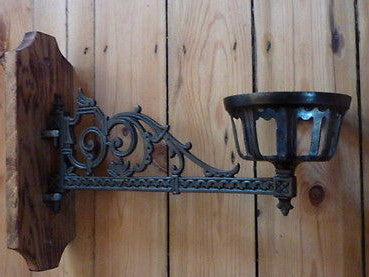 Highly Ornate Large Unique Upcycled Cast Iron Wall Candle Holder (church sconce)