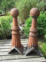 Pair Antique Architectural Roof Ridge Ball Finials