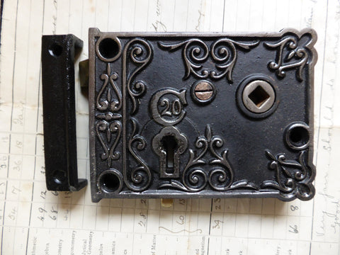 Ornate Art Nouveau Cast Iron Privacy Door Lock