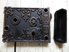 Ornate Art Nouveau Cast Iron Privacy Door Lock - 2 available