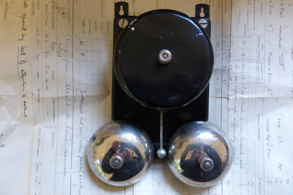 Vintage French Metal & Steel Double Telephone Extension Bell