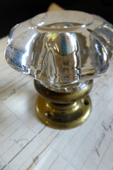 Pair Antique Glass & Brass Rim lock Door Knobs - Bullseye