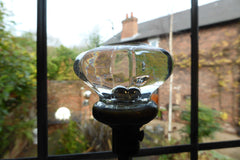 Pair Antique Glass & Brass Rim lock Door Knobs - Bullseye