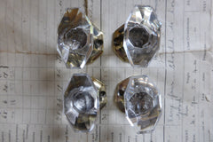 4 Vintage Oval Cut Glass & Brass Drawer Knobs