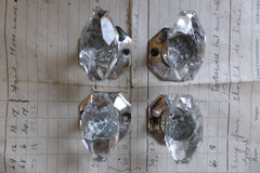 4 Vintage Oval Cut Glass & Nickel Drawer Knobs (3)