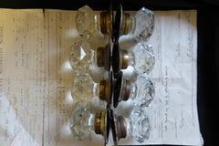 4 pairs Vintage Cut Glass Door Knobs and Back Plates